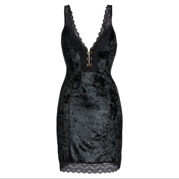 Free People Wait for It Velvet Mini dress Black M - Picture 5 of 6